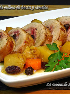 A picture of Solomillo de cerdo relleno de bacon y ciruelas ¡¡Riquísimo!!.