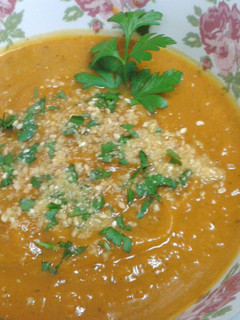 Una foto de Sopa crema de calabaza (vegana)