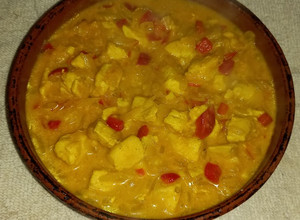 Una foto de Pechuga de pollo al curry