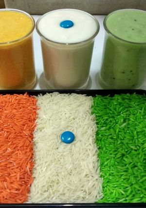 A picture of Mango,vanilla,kiwi Lassi.
