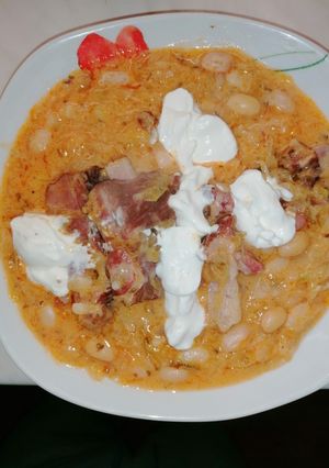 Füstölt húsos káposztás bab recept fotója