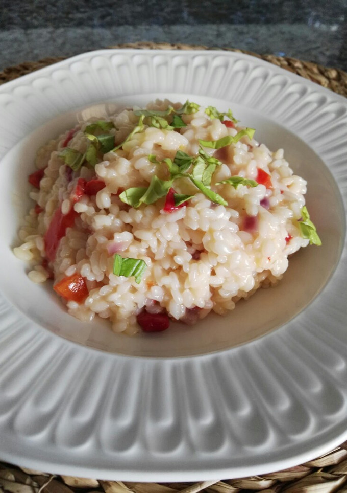 Una foto de Risotto con pimientos