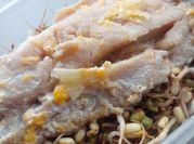 Una foto de corvina en salsa