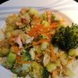 Calabacín, brócoli y zanahoria con bacalao y salmón