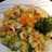 Calabacín, brócoli y zanahoria con bacalao y salmón