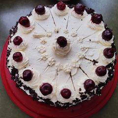 A picture of Black forest cake.