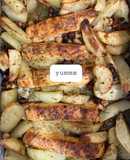 Salmão com batatas no forno