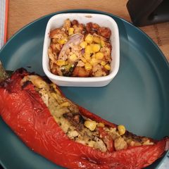 A picture of Stuffed long peppers 🌶️. Airfyer.