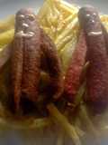 Salchipulpos con papas fritas y aderezo de chipotle  estilo z