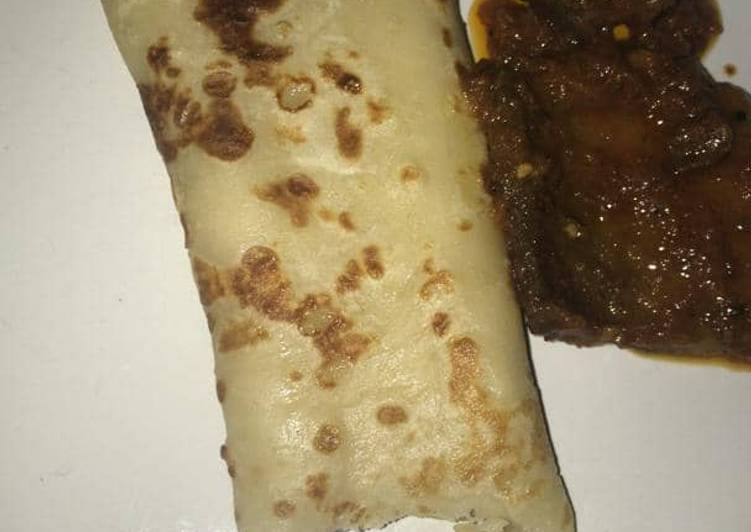 Steps to Prepare Perfect Pancake with sauced beef