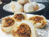 Minced prawn masala rice balls