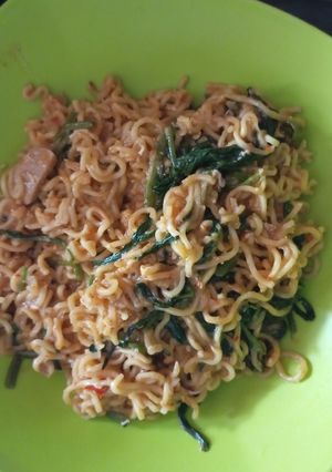 Foto resep Mie nyemek kangkung