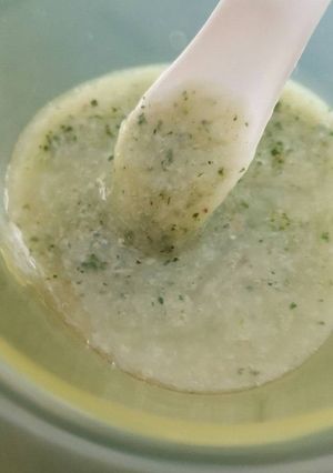 Foto resep Bubur Beras Ayam Bayam (Lunch MPASI 7M+)
