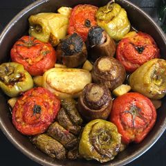 A picture of Stuffed veggies aka gemista.