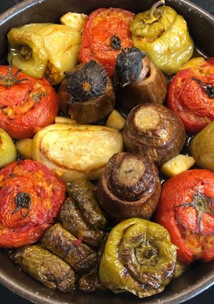 A picture of Stuffed veggies aka gemista.