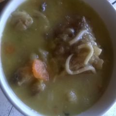 A picture of Soup with bones.