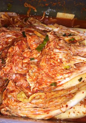 Hình của món Kim chi cải thảo (kim chi củ cải).