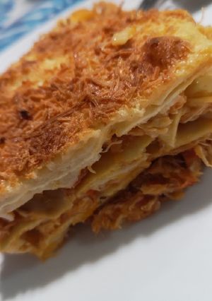 Una foto de Lasaña de pollo y bacon