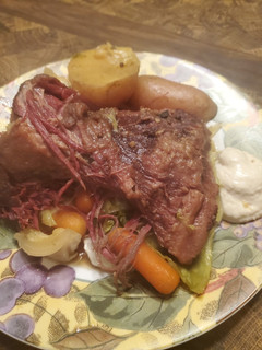 A picture of Brad's homemade corned beef brisket.