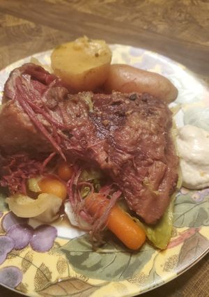 A picture of Brad's homemade corned beef brisket.