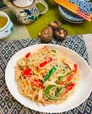 Shiitake powder adds the Umami taste - fried rice noodles with plenty of chicken