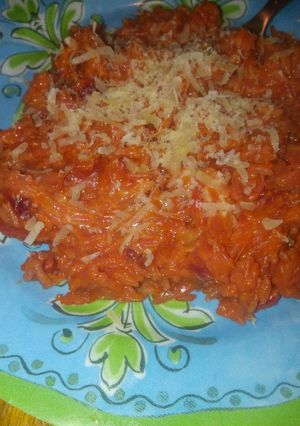 Una foto de Risotto sano de zanahoria y remolacha