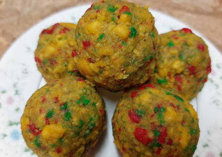 Steps to Prepare Award-winning Ladoo besan colourful ladoo for any occasion or as dessert