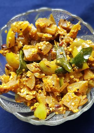 A picture of Brinjal Stir fry Poriyal.