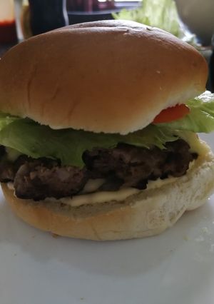 A picture of Homemade burgers.