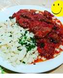 Gulasch mit Spätzle (ñoquis)