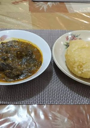 A picture of Bitterleaves soup.