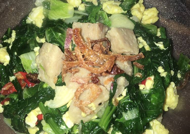 Tumis Sawi balor (bakso telor)