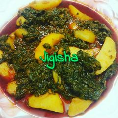 A picture of Fry aaloo  palak.