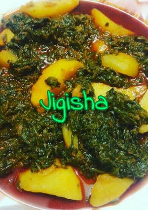 A picture of Fry aaloo  palak.