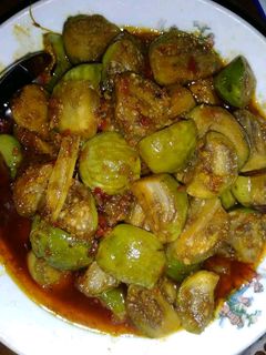 Foto resep (Masak terong hijau pedas manis)
