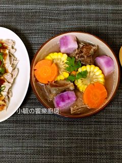 ［電鍋一鍋二菜］山藥玉米排骨湯+蒜泥白肉 的食譜成品照片