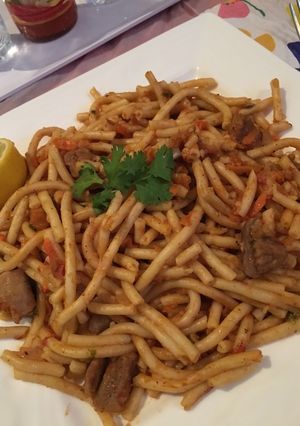 صورة لوصفة مكرونه اسباغيتي باللحمه والصلصه الحمراء 😋
