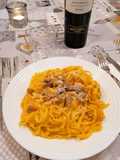 Tagliatelle con zucca e salsiccia