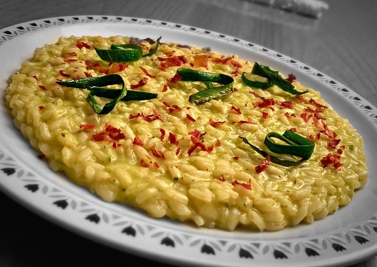 Risotto alle zucchine con polvere di speck 🥒🥓