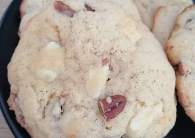 Recette Savoureux Cookies americains chocolat blanc pecan