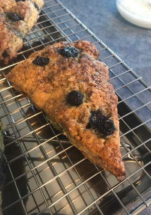 A picture of Lemon Glazed Blueberry Scones.
