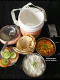 Rice Roti Salad Lauki Chanadal Sabzi - Mini Meal Office Lunch Tiffin