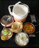 Rice Roti Salad Lauki Chanadal Sabzi - Mini Meal Office Lunch Tiffin