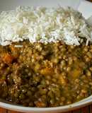 Curry rojo de lentejas con calabaza