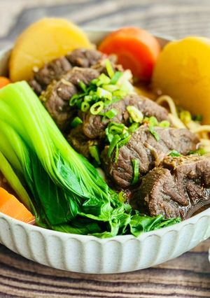 A picture of Braised Beef Noodle Soup (Double Bean Paste, No Soy Sauce).