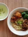 Egg Noodle With Chicken Pork Chunk And Fried Shrimp Dumplings