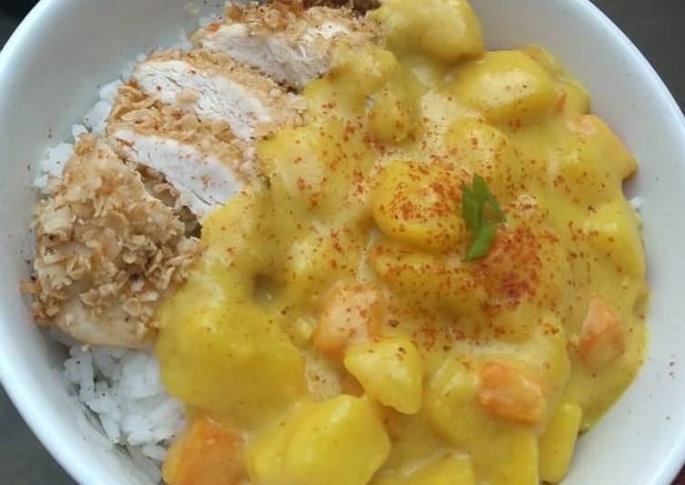 Langkah Mudah untuk Menyiapkan Rice Bowl Curry with Chicken Havermut yang Bisa Manjain Lidah