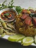 ข้าวผัดพริกแกงใต้ถั่วงอกหัวโต.เจ