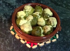 Una foto de Coles de bruselas gratinadas con ajoaceite
