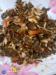 A picture of Moringa with cabbage salad.